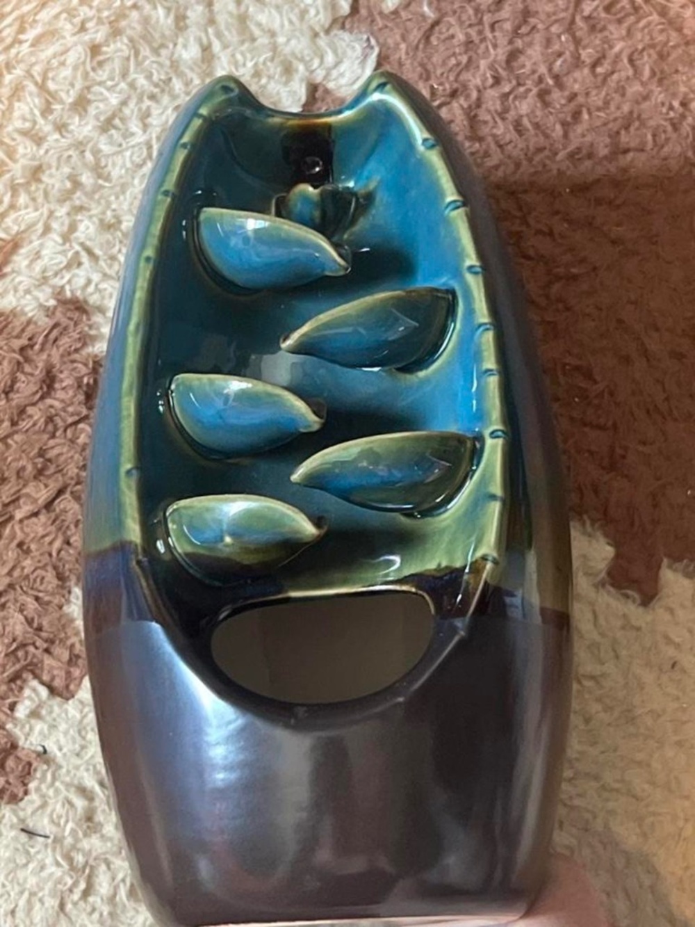 Blue and Green Ceramic Incense Waterfall